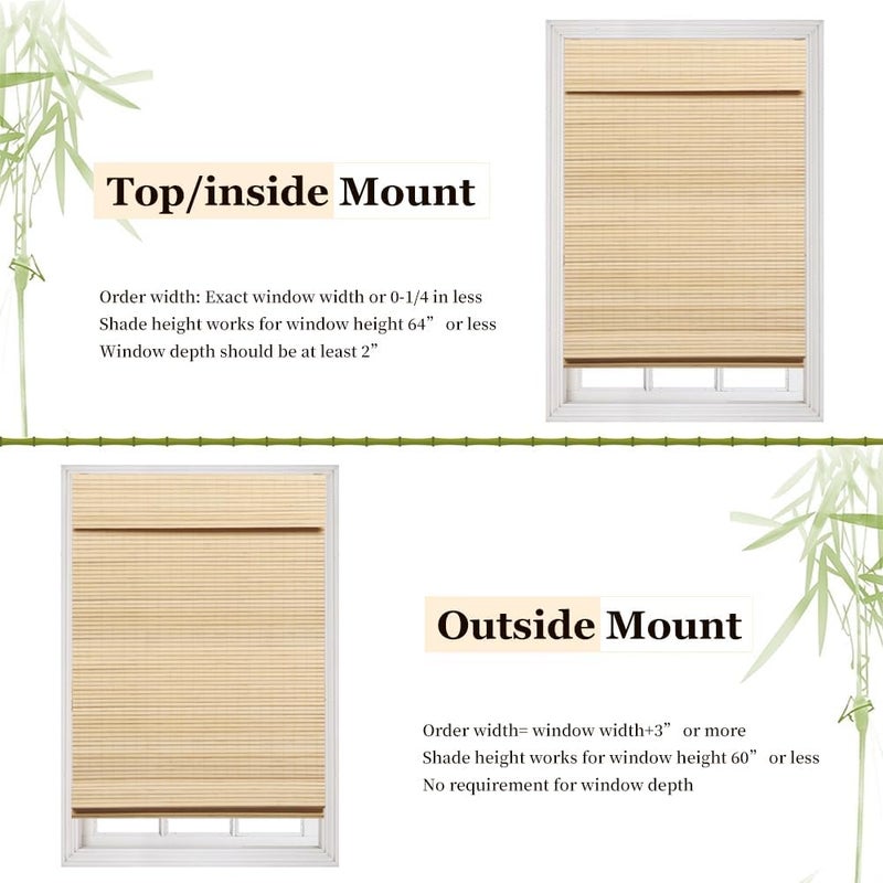 LUCKUP Cordless Bamboo Roman Blinds Shades for Indoor Windows-Blackout Room Darkening Roman Blinds with 6" Valance Cover Enhanced Privacy, 26" W x 64" H - Image 5